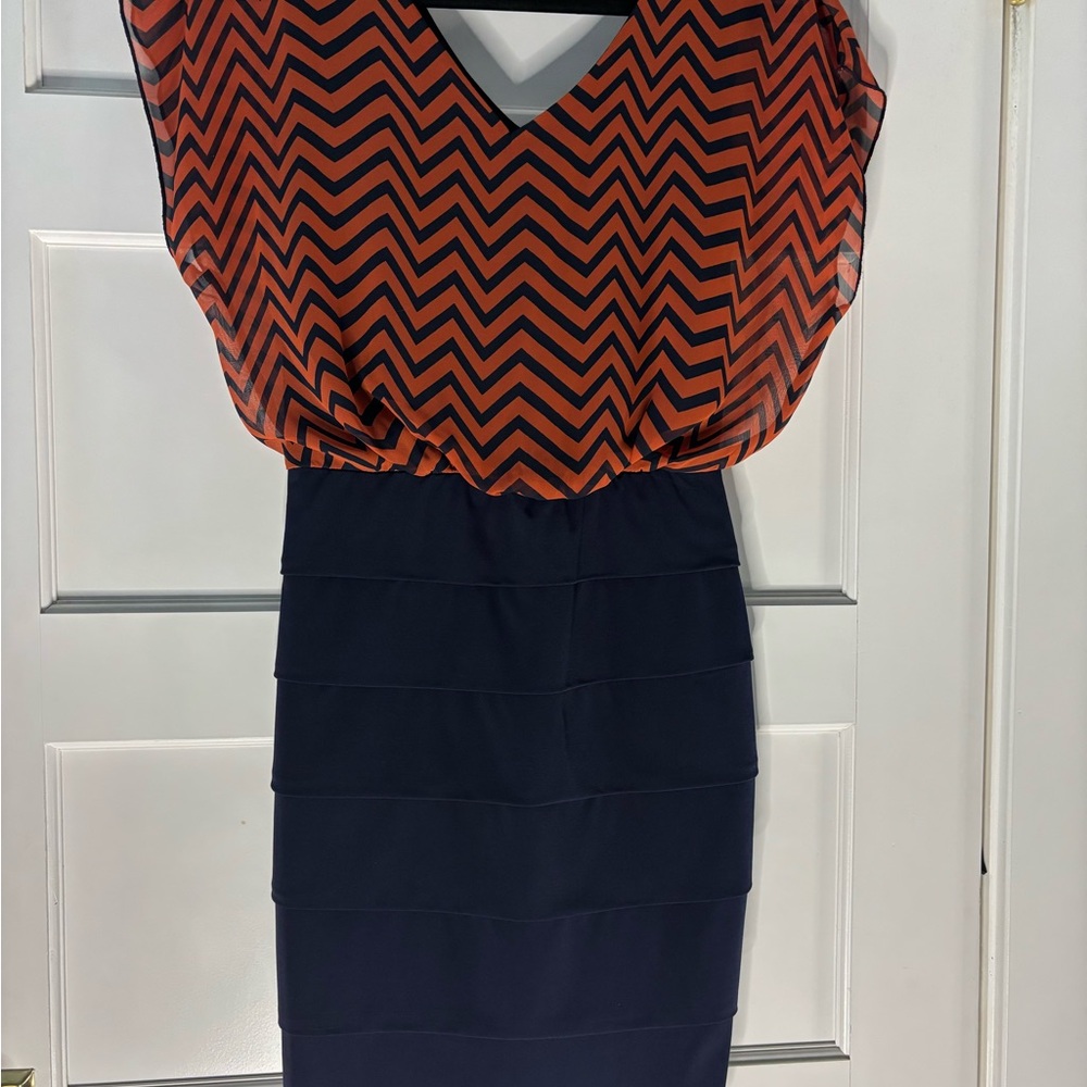 Enfocus Studio Orange Sheath Dress V-Neck Sleeveless
